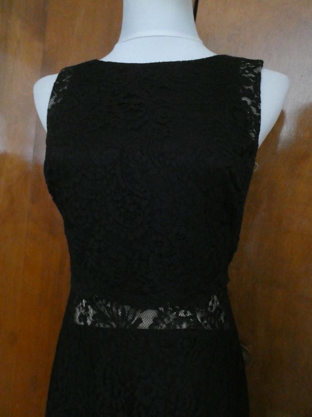 Ralph Lauren women's black lined fabric lace crafted evening dress New