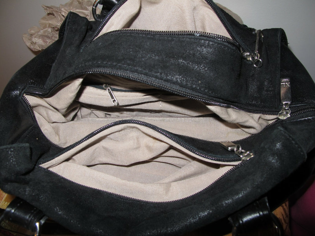 Extra Large Women's Black Cowl Leather Purse Shoulder Bag From Argentina