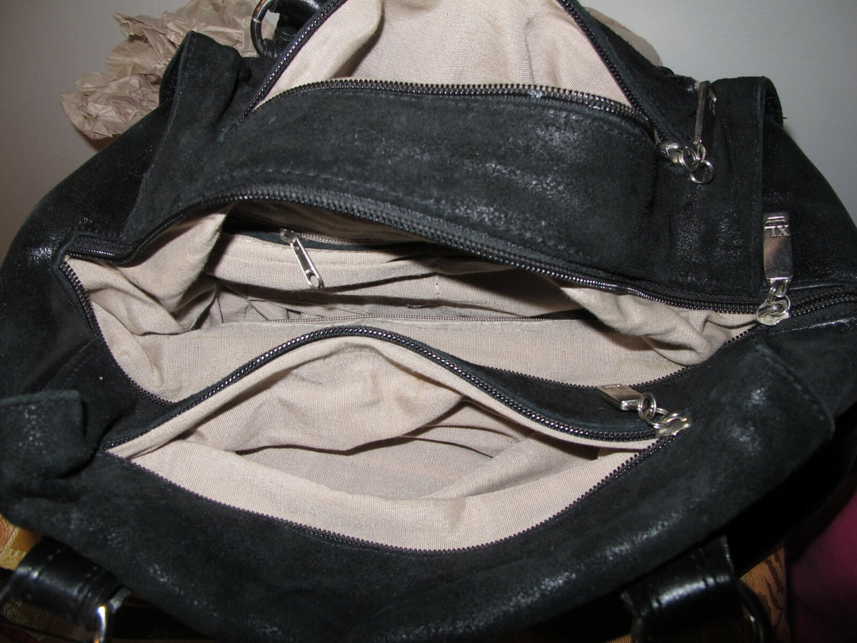 Extra Large Women's Black Cowl Leather Purse Shoulder Bag From Argentina