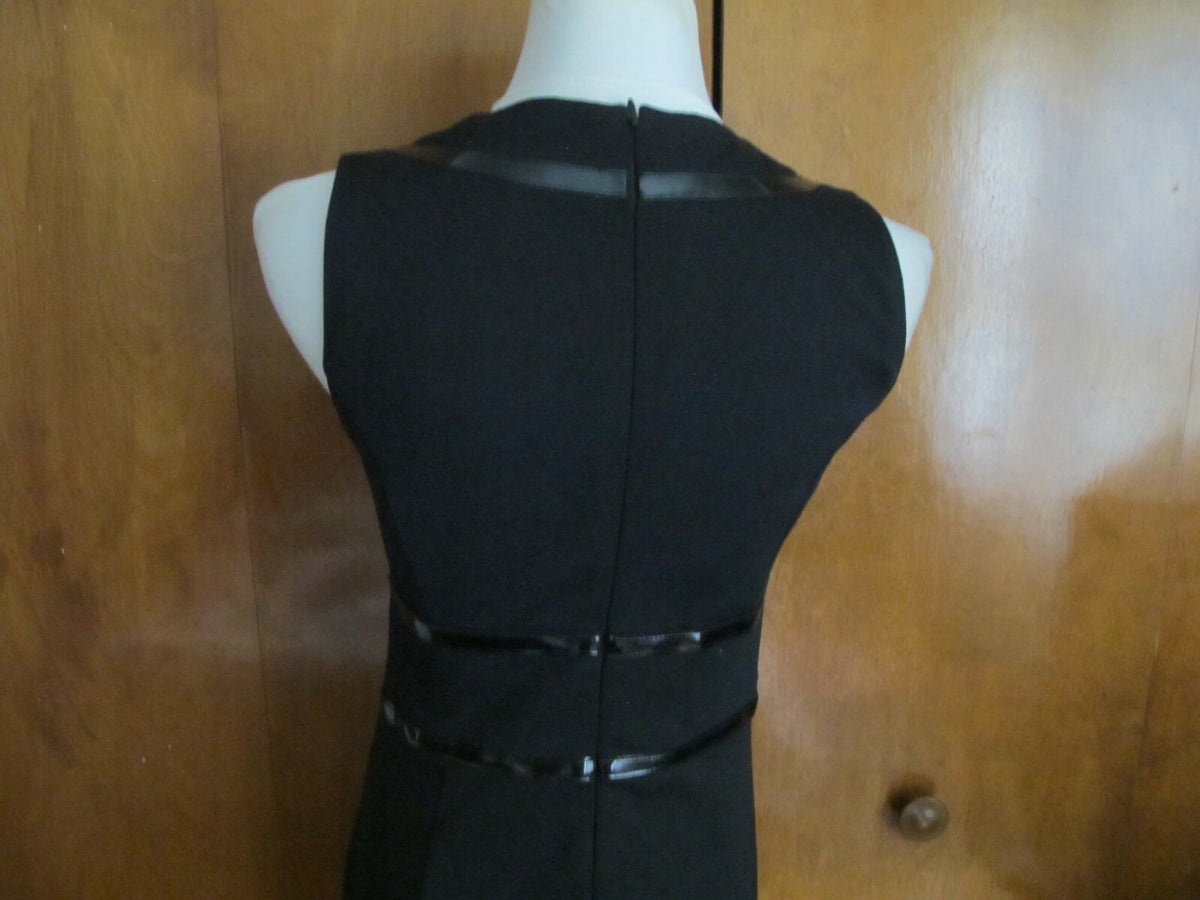 Michael Kors Black Faux-Leather Trim Lined Dress Size 2