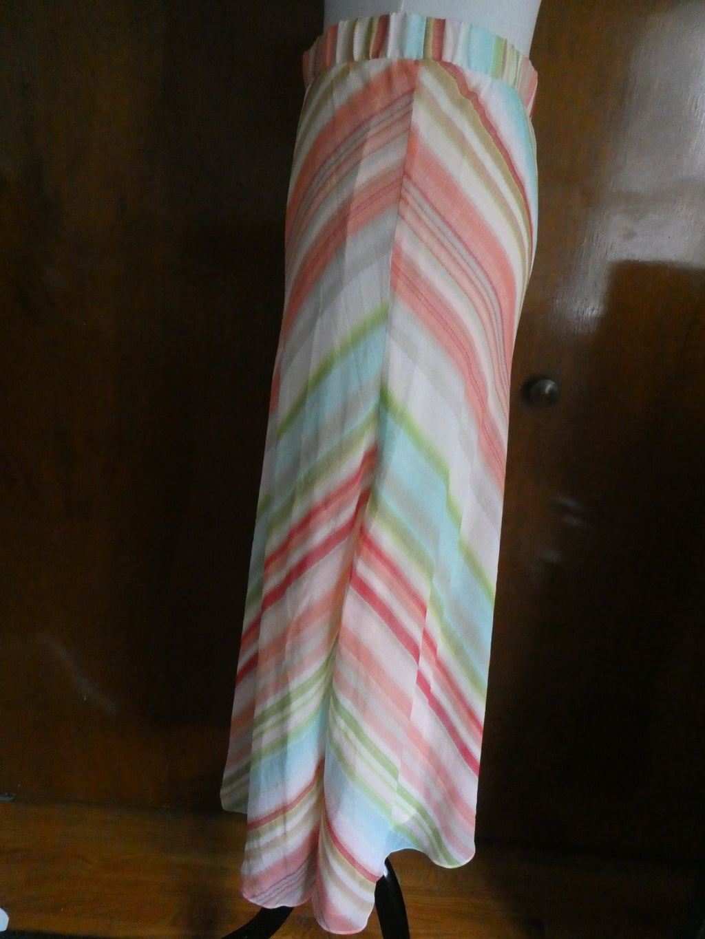 Chico’s Skirt Size 3, US XLarge Striped Maxi Long Lined Elastic Waist Side Slits