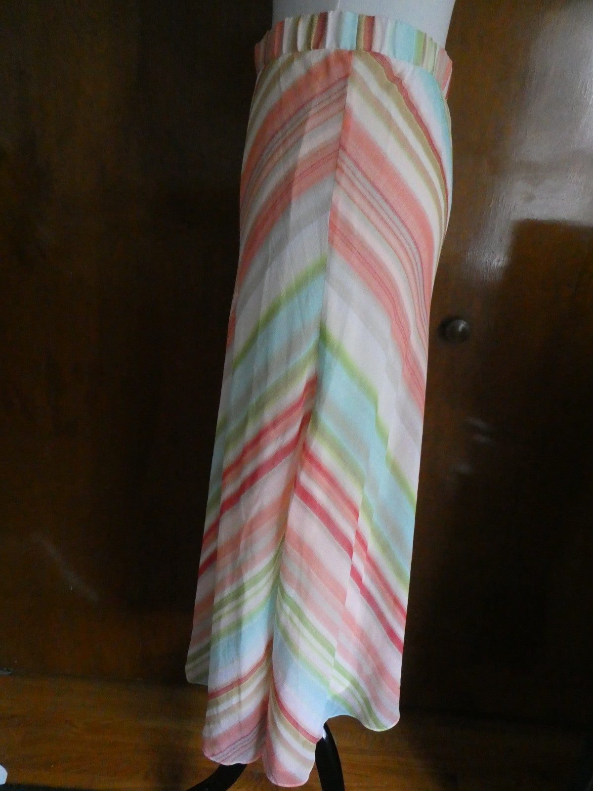 Chico’s Skirt Size 3, US XLarge Striped Maxi Long Lined Elastic Waist Side Slits