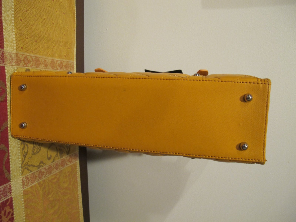 Juliana Collezione women's quilted leather mustard bag 