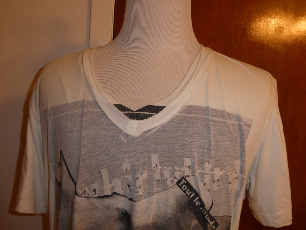Second+Sunday Men White Graphic T-Shirt Soft Cotton Print Crew Neck XXL (fitsXL)