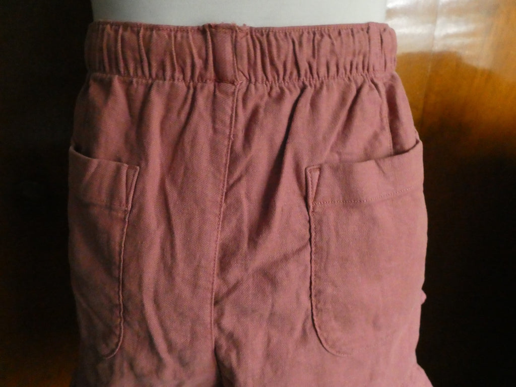 American Eagle Outfitters Women Linen Blend Ruffle Hem Shorts Mauve Pink XL $49