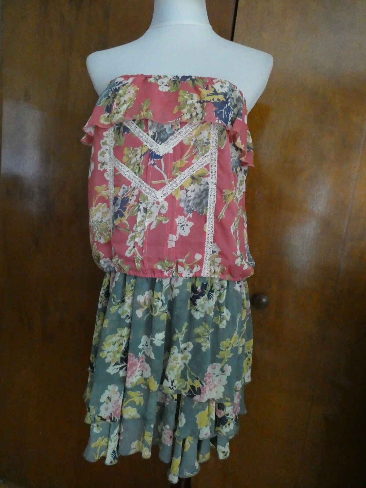 Denim & Supply Ralph Lauren Printed Tunic Off Shoulder Top & Skirt Floral Suit L