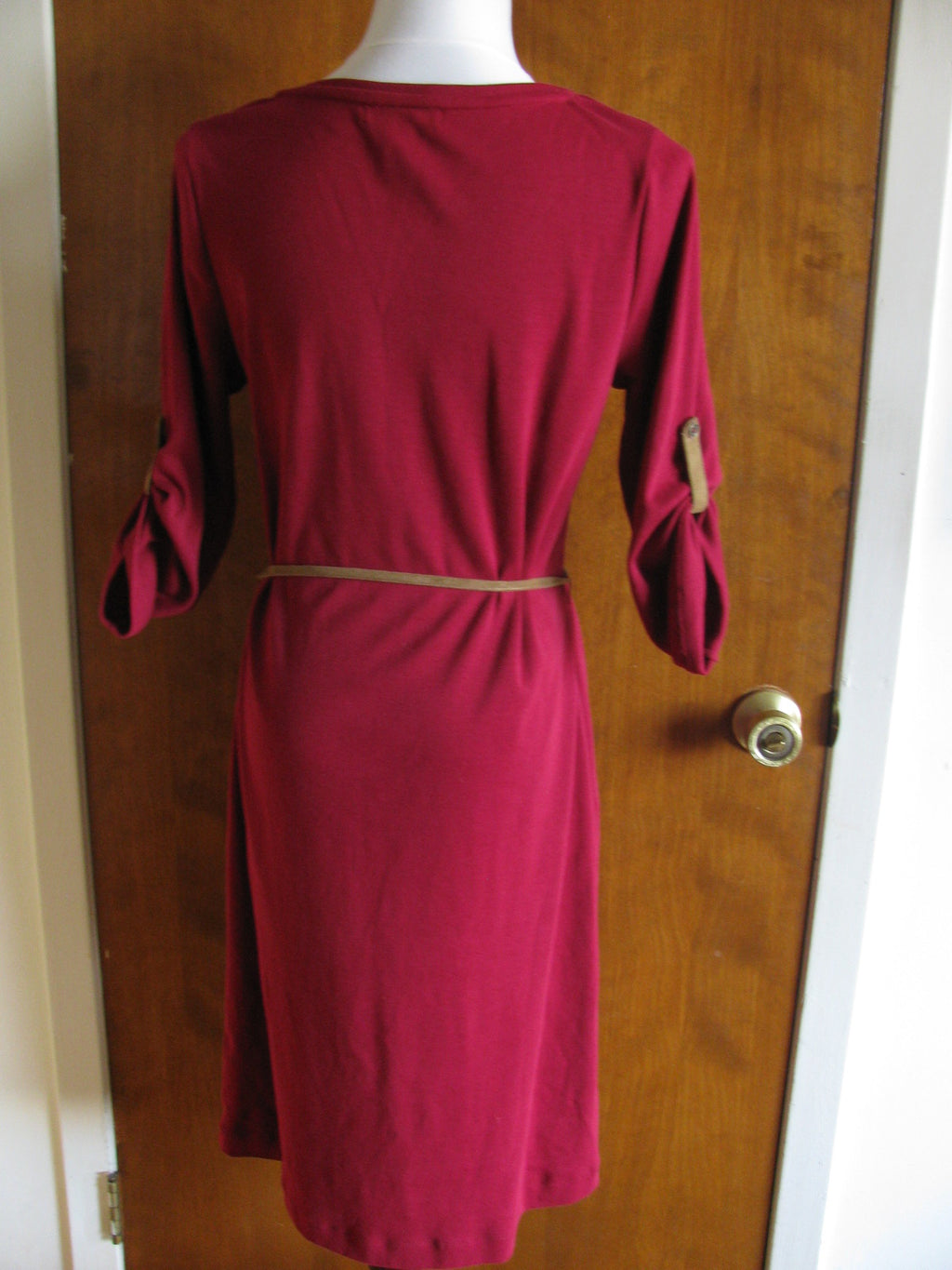 Lauren Ralph Lauren women's burgundy belted new dress size Large