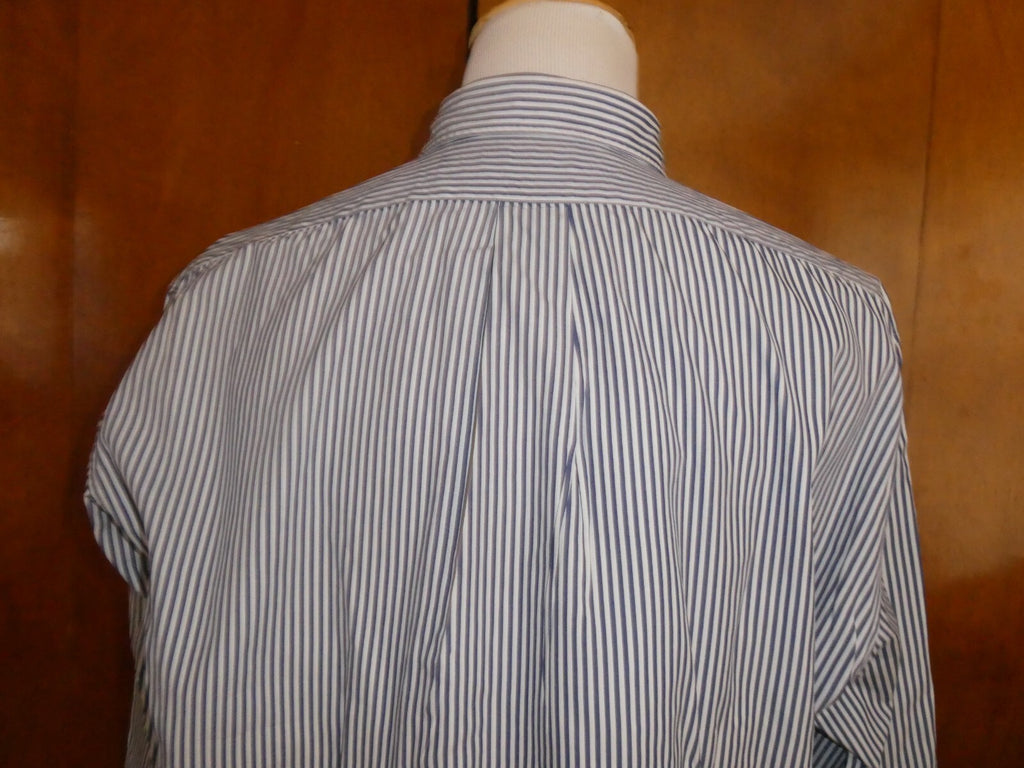 J. Crew Blue Striped Men's Long Sleeve Button-up Cotton Shirt Size 17-34