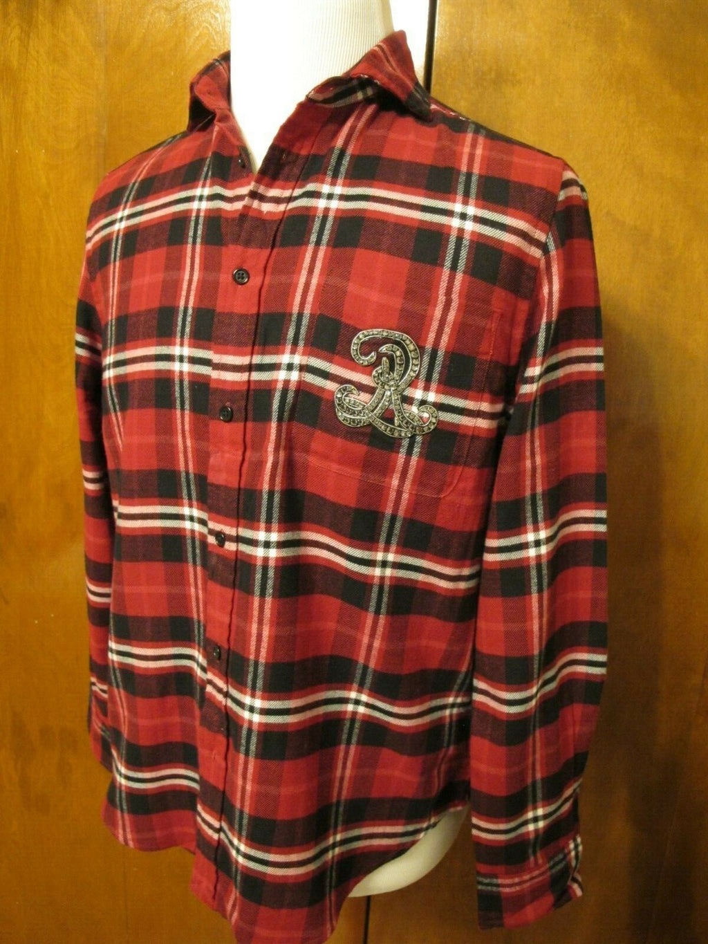 POLO Ralph Lauren women's plaid red/black reach beaded soft flannel shirt Large