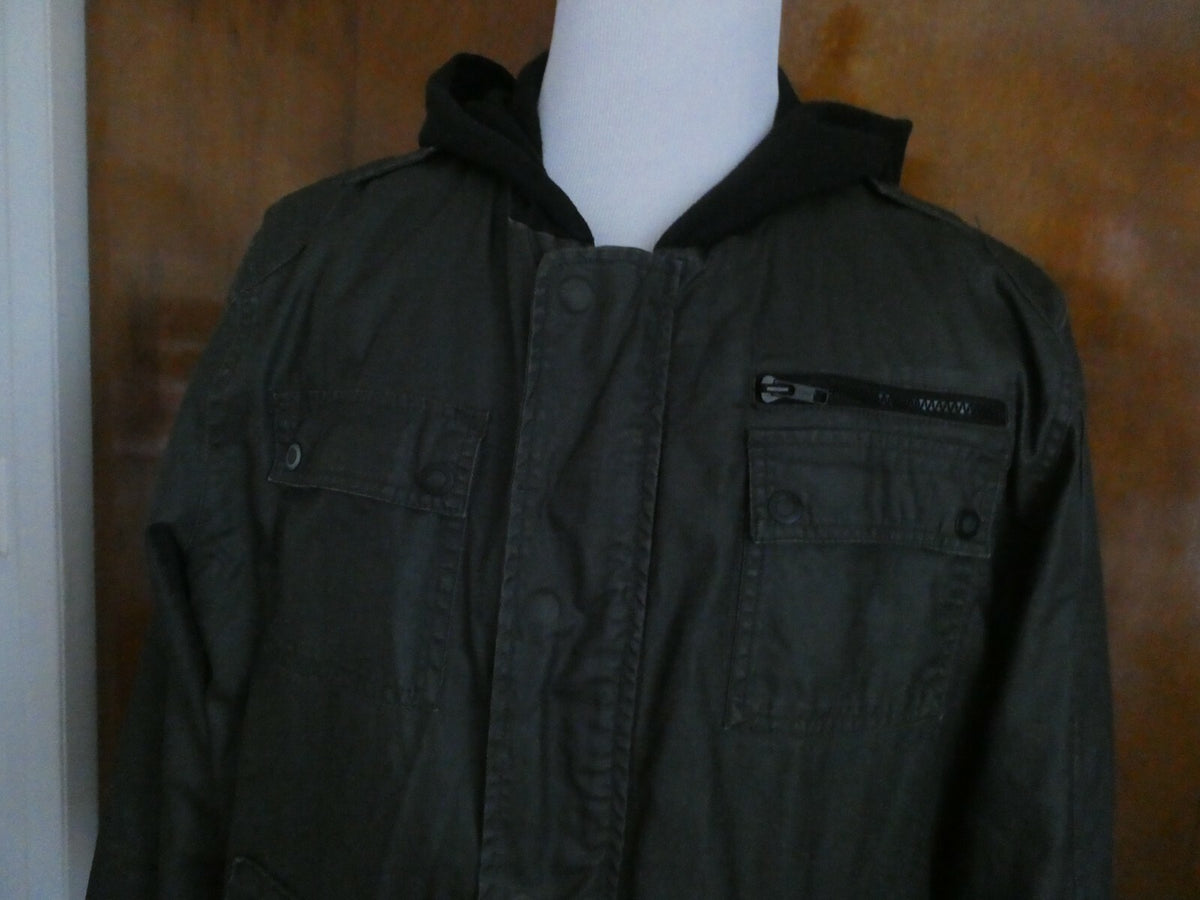 COOP Barneys New York Men's Dark Gray Coat Jacket Hooded Lined Size XL