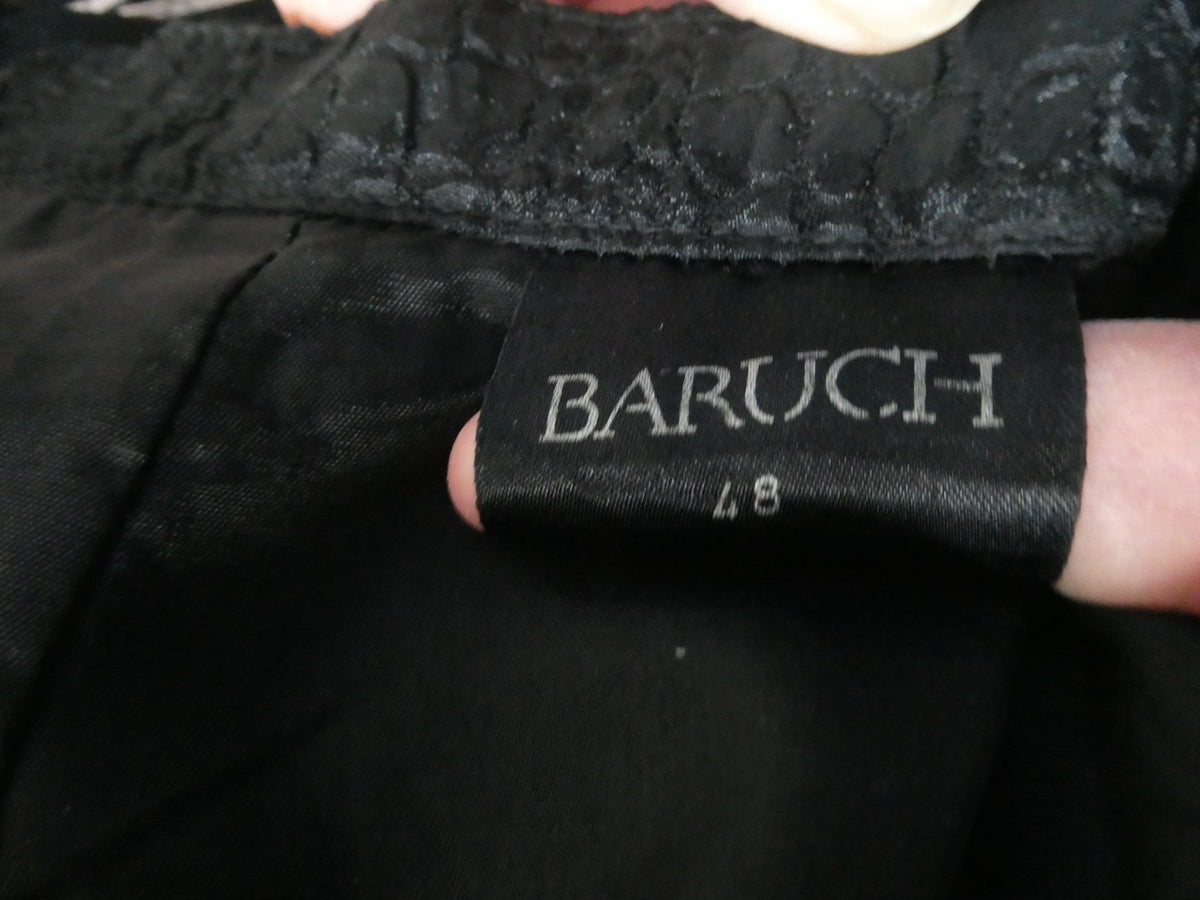 Vintage Baruch Women 2 Pc Suit Size 48 Leopard Jacket Black Pleated Lined Skirt