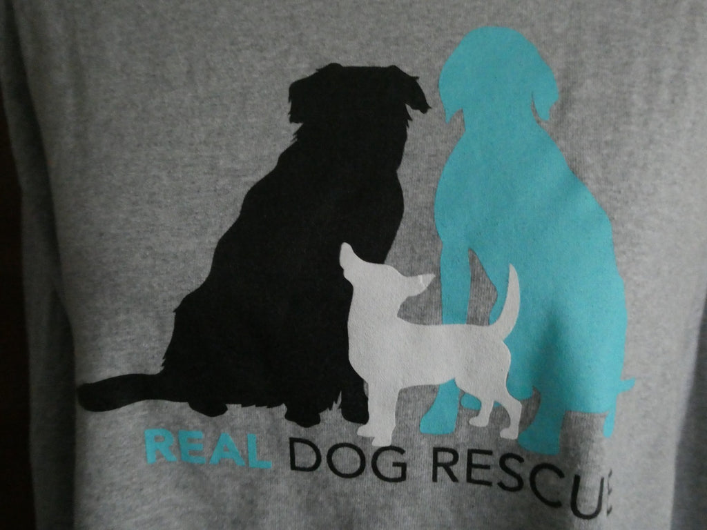 Gildan Ultra Cotton Unisex XL Real Dog Rescue Gray Long Sleeve Graphic T-Shirt