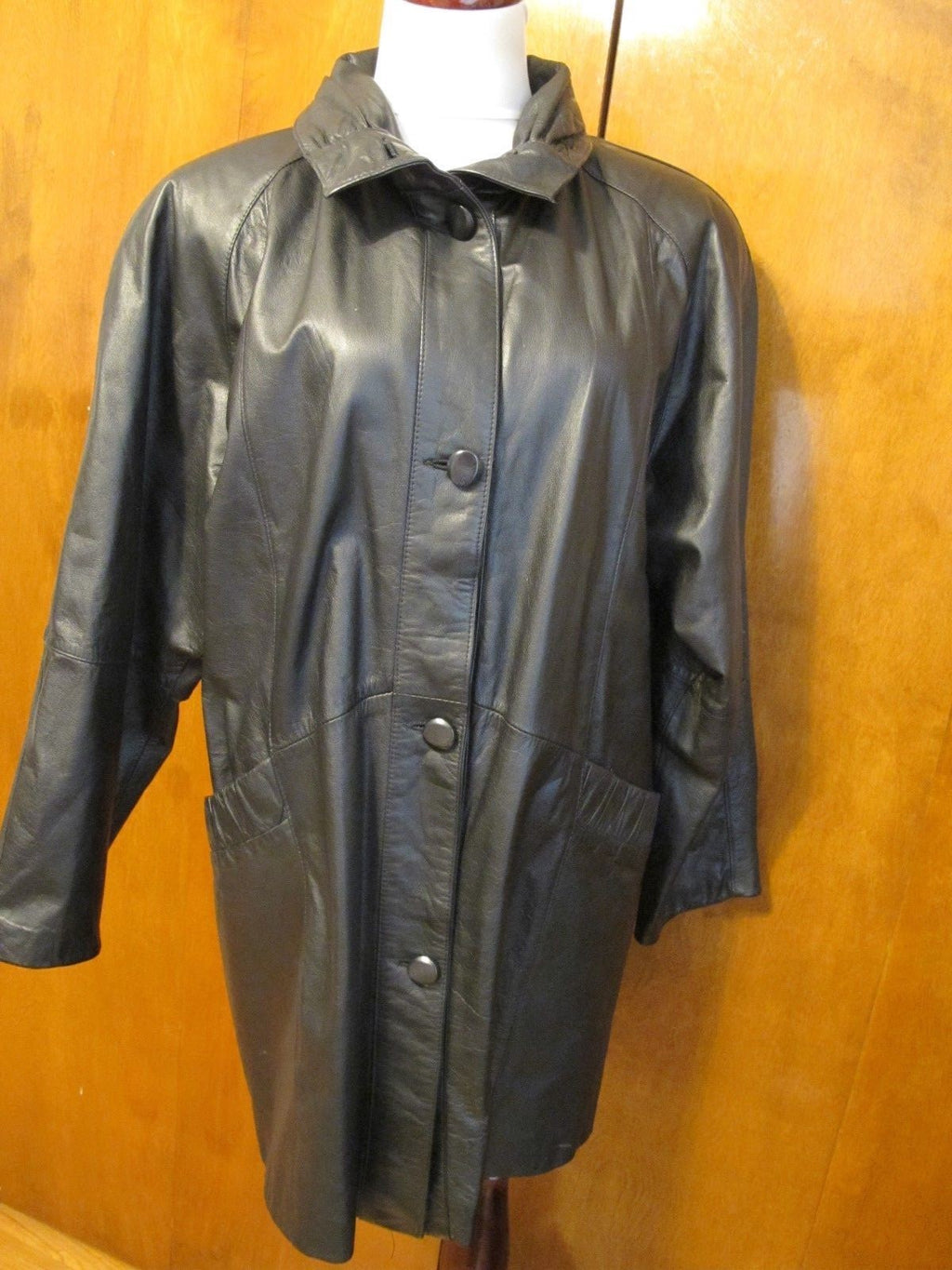 Pelle New York Milano Women's Black Real Genuine Leather Jacket Coat Medium 