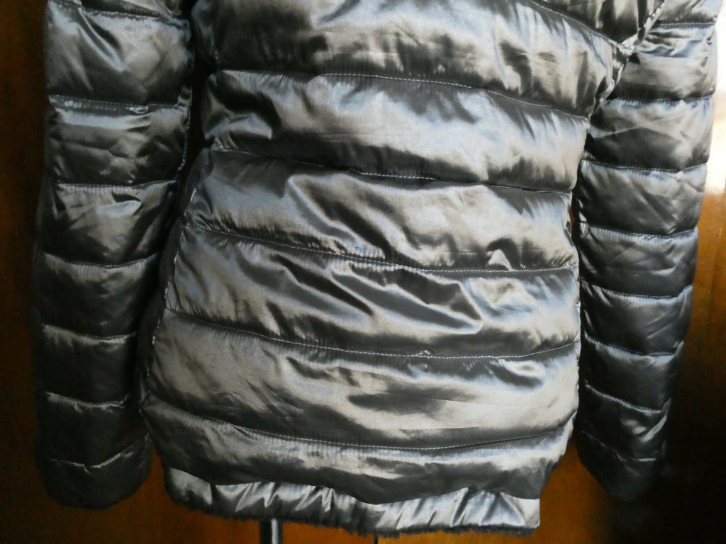 Andrew Marc Women's Gray/Black Reversible Puffer and Faux Fur Jacket Coat S/CH 