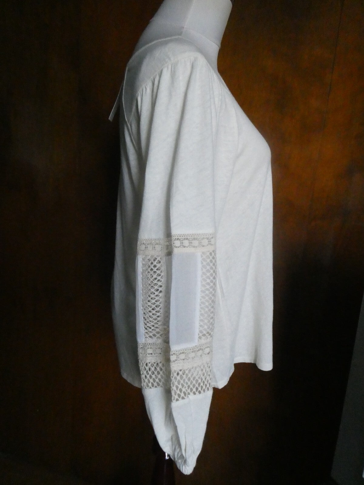 Anthropologie Guest Editor White/Cream Crocheted Long Sleeves Shirt Size Small