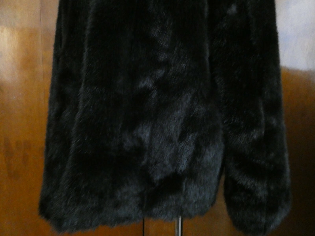 Olympia Limited INC Women's Faux Fur Coat Jacket Black Medium (Fits LARGE) USA