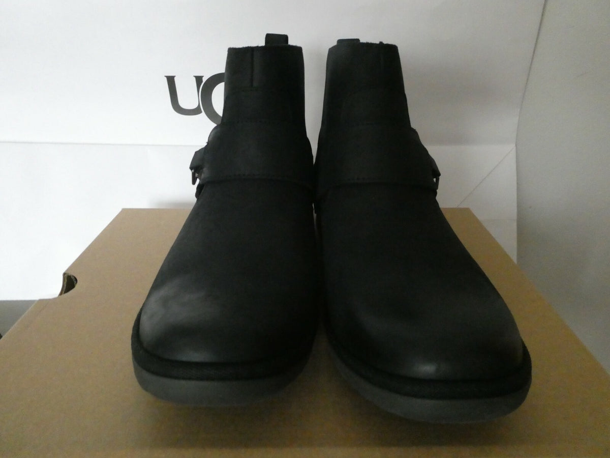 UGG Cheyne Women’s Waterproof Leather Sheepskin Black Buckle Ankle Boots 9.5, 11