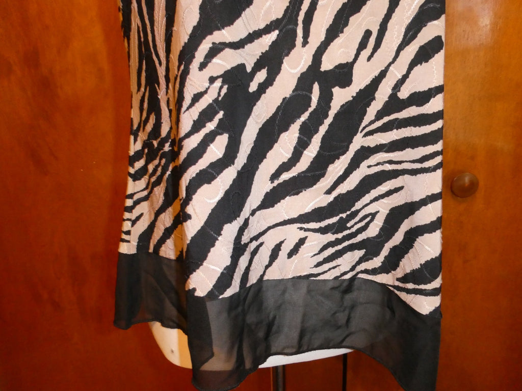 Roz & Ali Women’s MP Zebra Animal Print Sleeveless Layered Top Black Beige USA