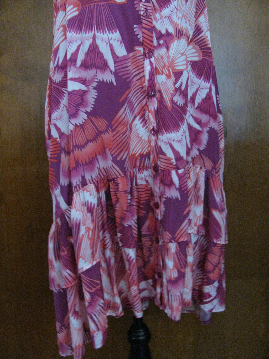 Free People women's raspberry peacock print sheer dress Medium 