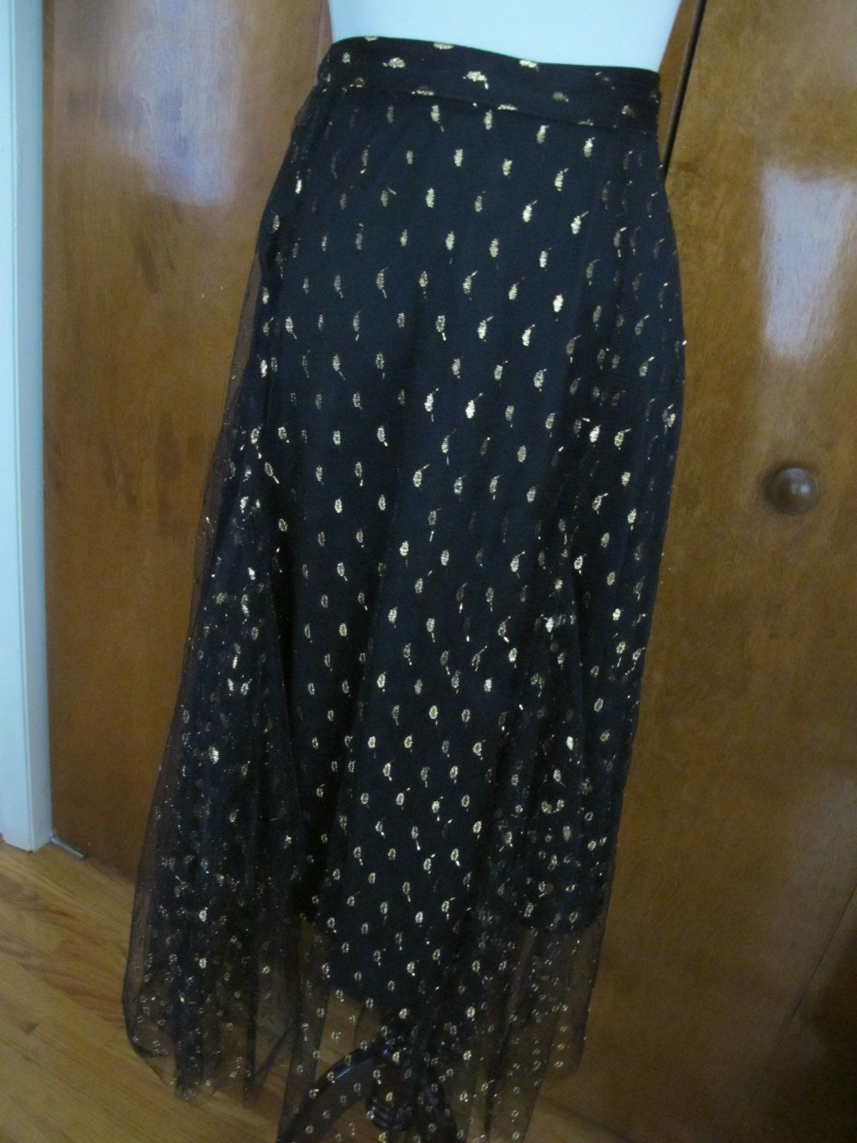 Anthropologie Eva Franco Women's Metallic Black Evening Skirt 