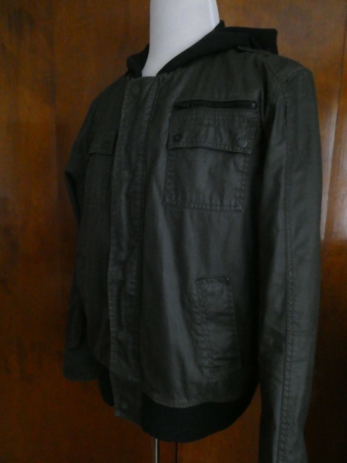 COOP Barneys New York Men's Dark Gray Coat Jacket Hooded Lined Size XL