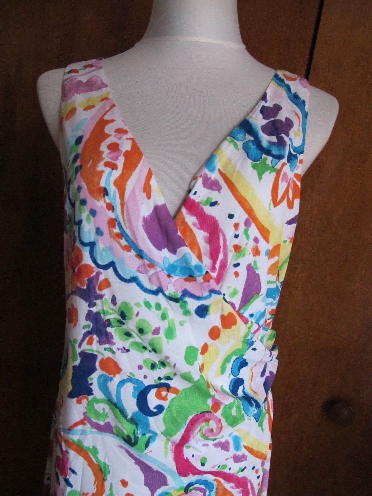 Ralph Lauren Women's Multi Color Lined Faux Wrap Dress New