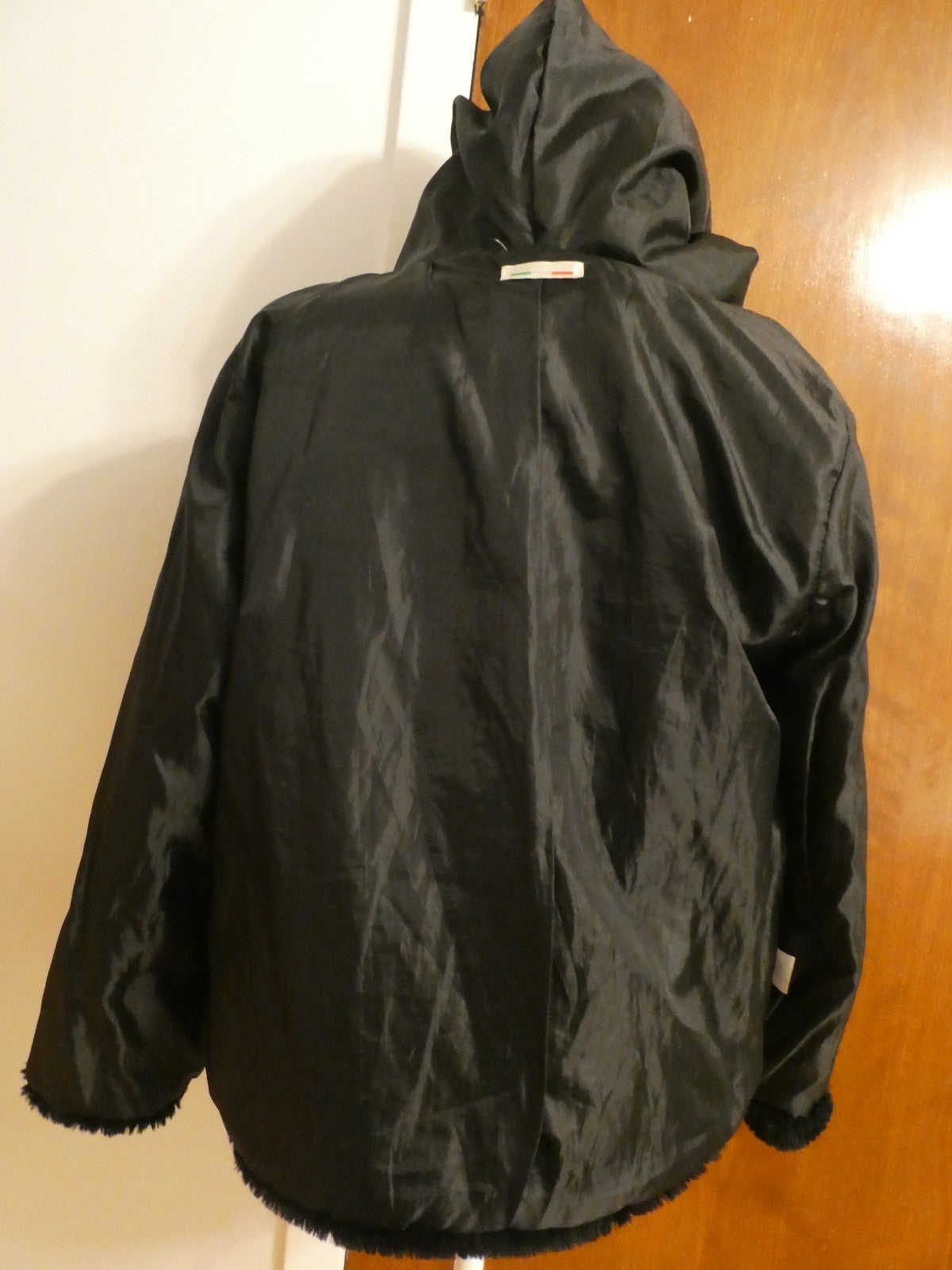 BELLA Women Black Faux Fur Coat with Hood size small