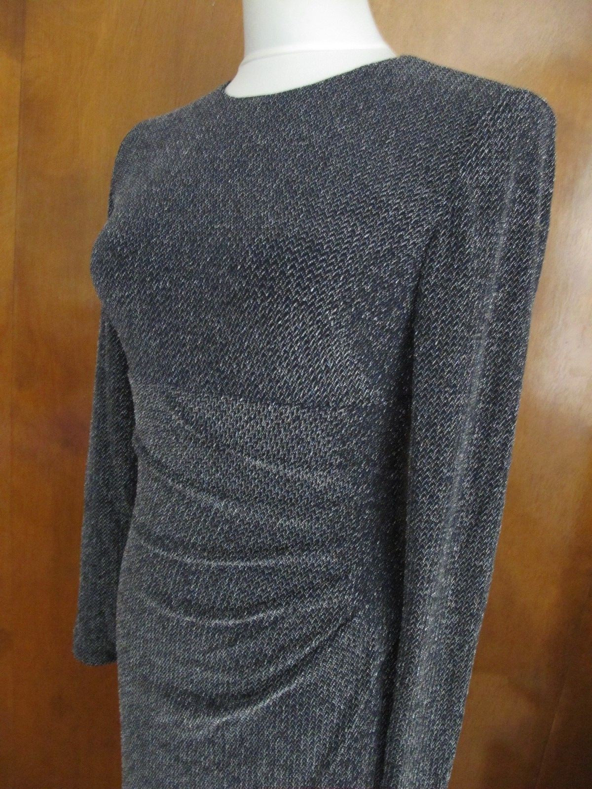 Ralph Lauren Women's Navy Silver Detailed Lined Evening New Dress