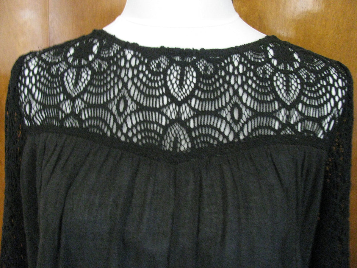 Ralph Lauren Denim & Supply women's black cotton fabric crafted top Large 