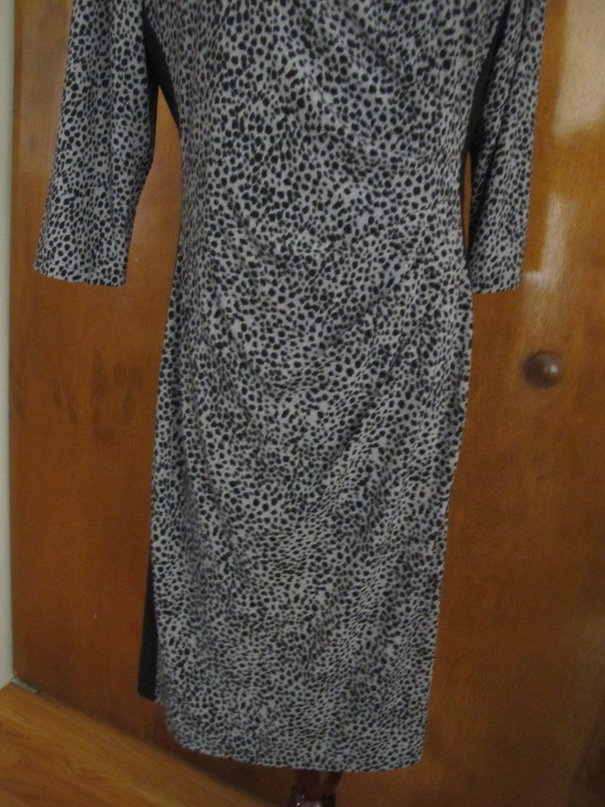 Ralph Lauren women's black gray gathered lined dress 16 