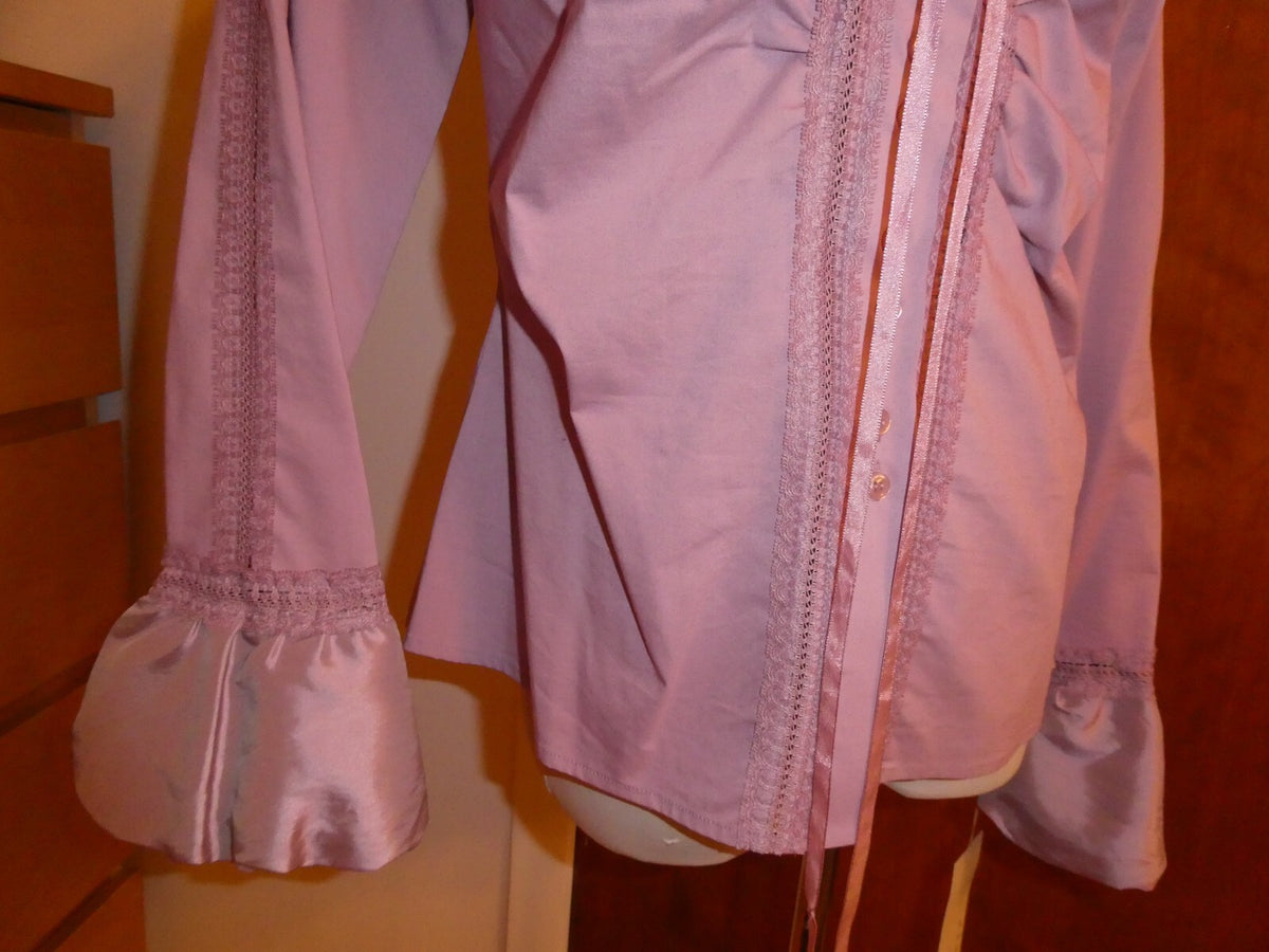 Kenar Women's Lilac Detailed Long Sleeves Evening Top Blouse Size Medium