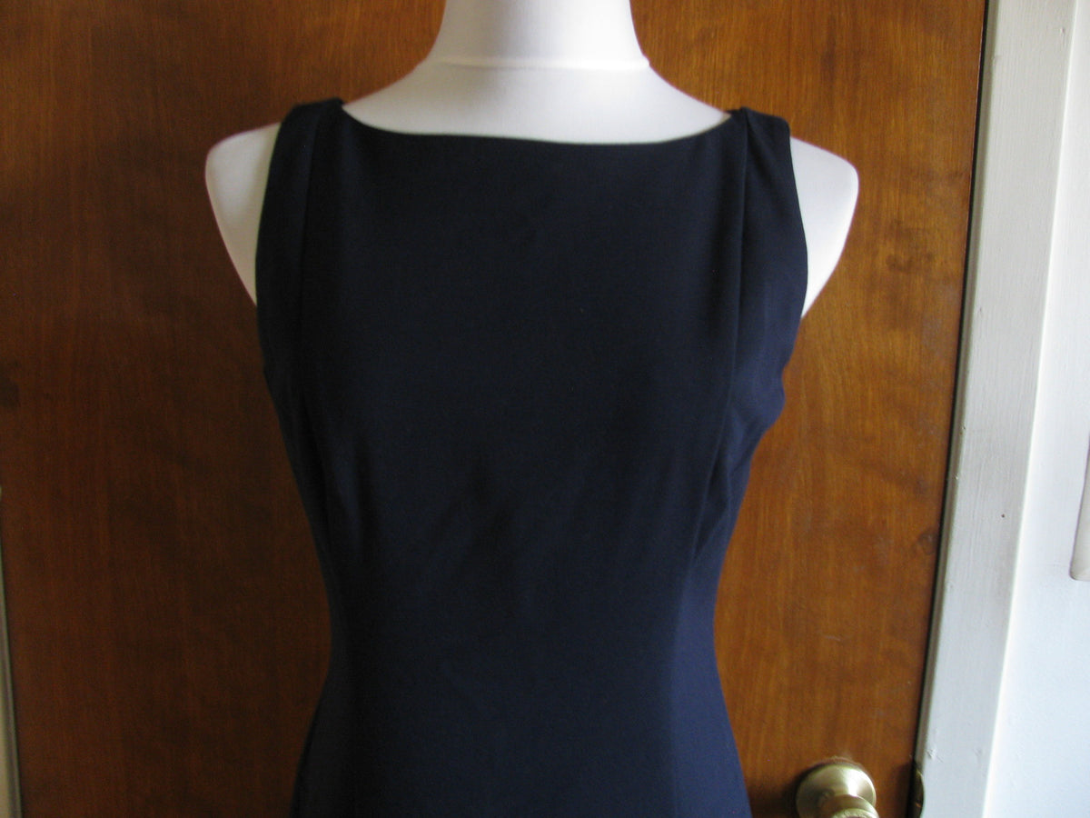 Ralph Lauren women's navy black leather insert dress 6P new