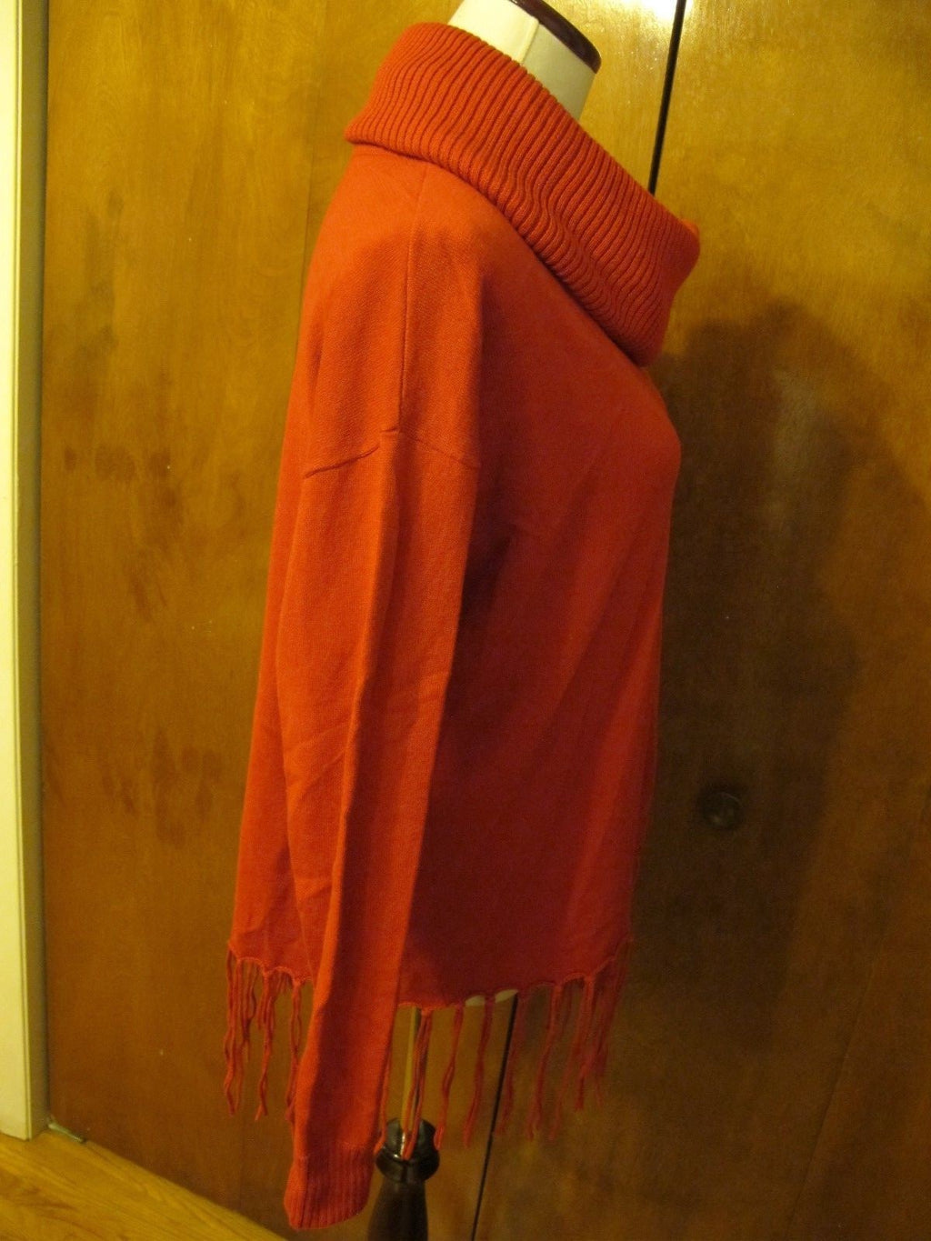 Michael Kors Women’s Red Fringe Hem Cowl Neck Sweater New