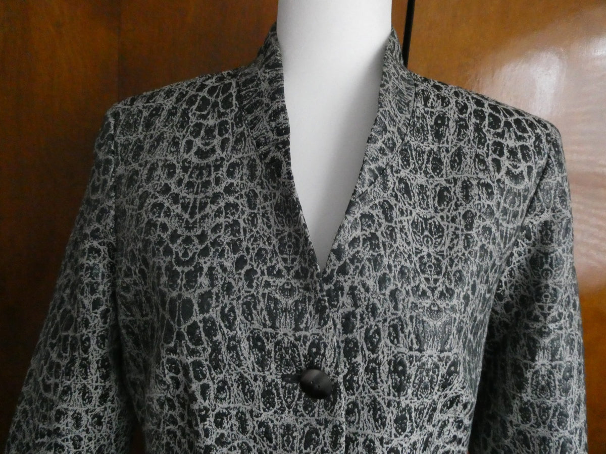 Jones New York Collection Women’s Gray Metallic Evening Dress Jacket Top Size 12