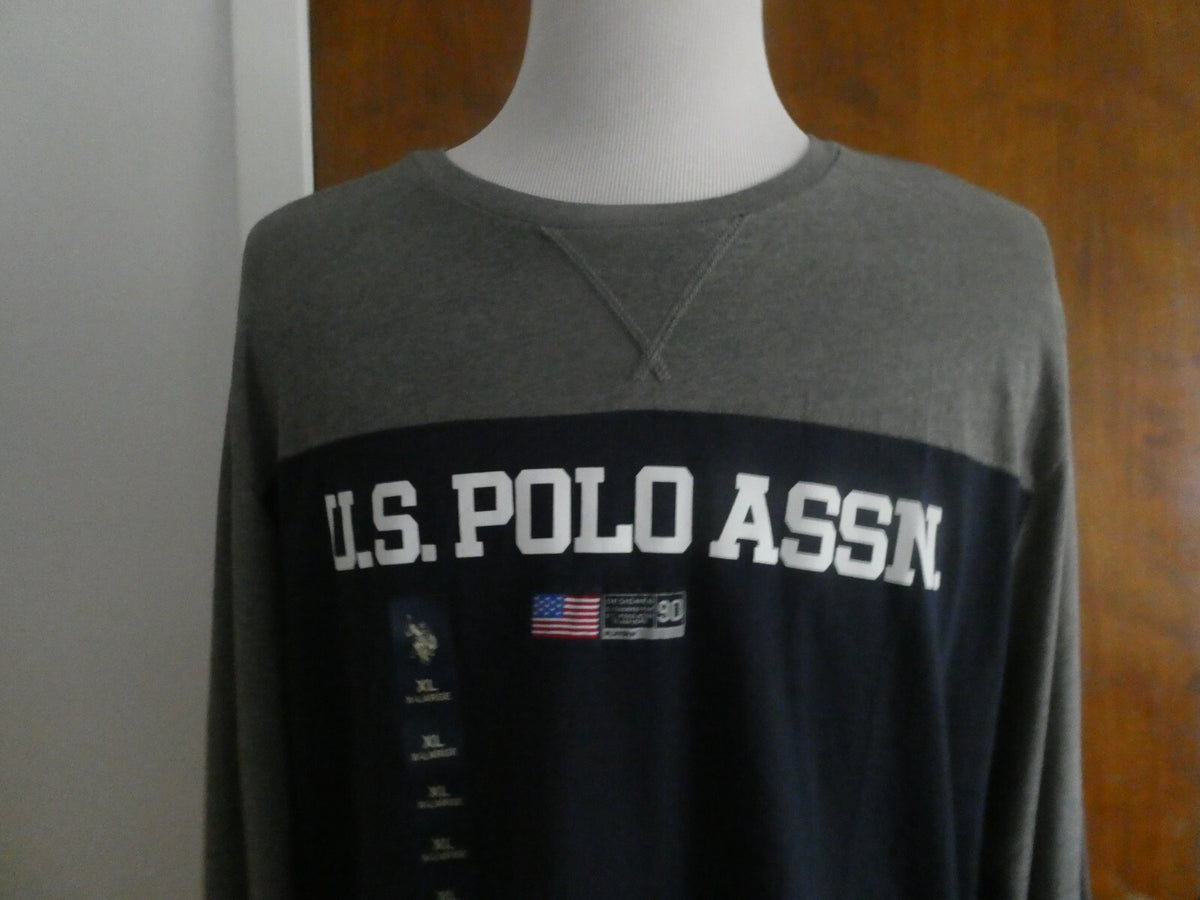U.S POLO ASSN men’s navy/gray long sleeves soft cotton crew neck shirt size XL