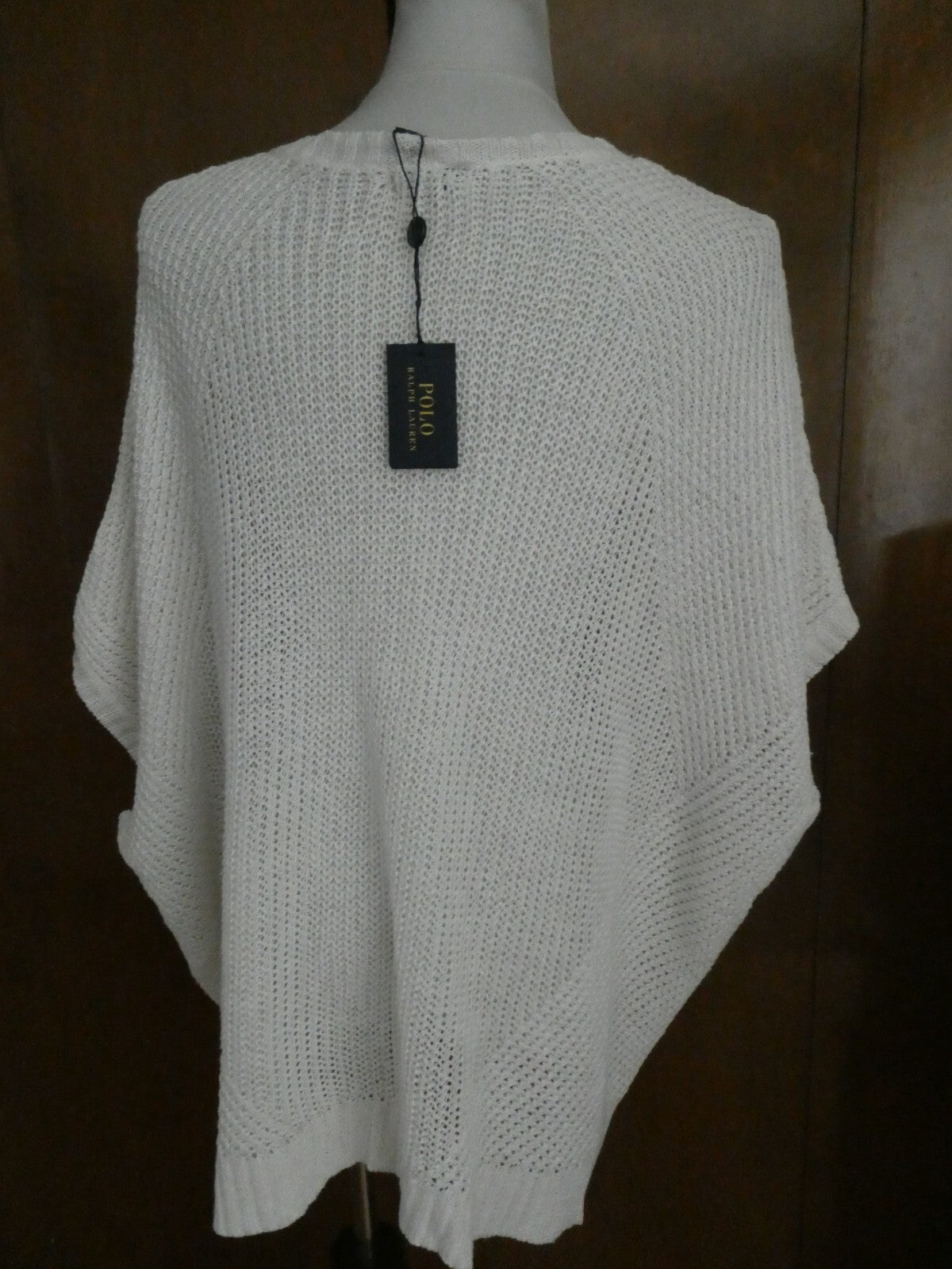 Polo Ralph Lauren Women's crochet linen white stylish dolman sleeve sweater XL