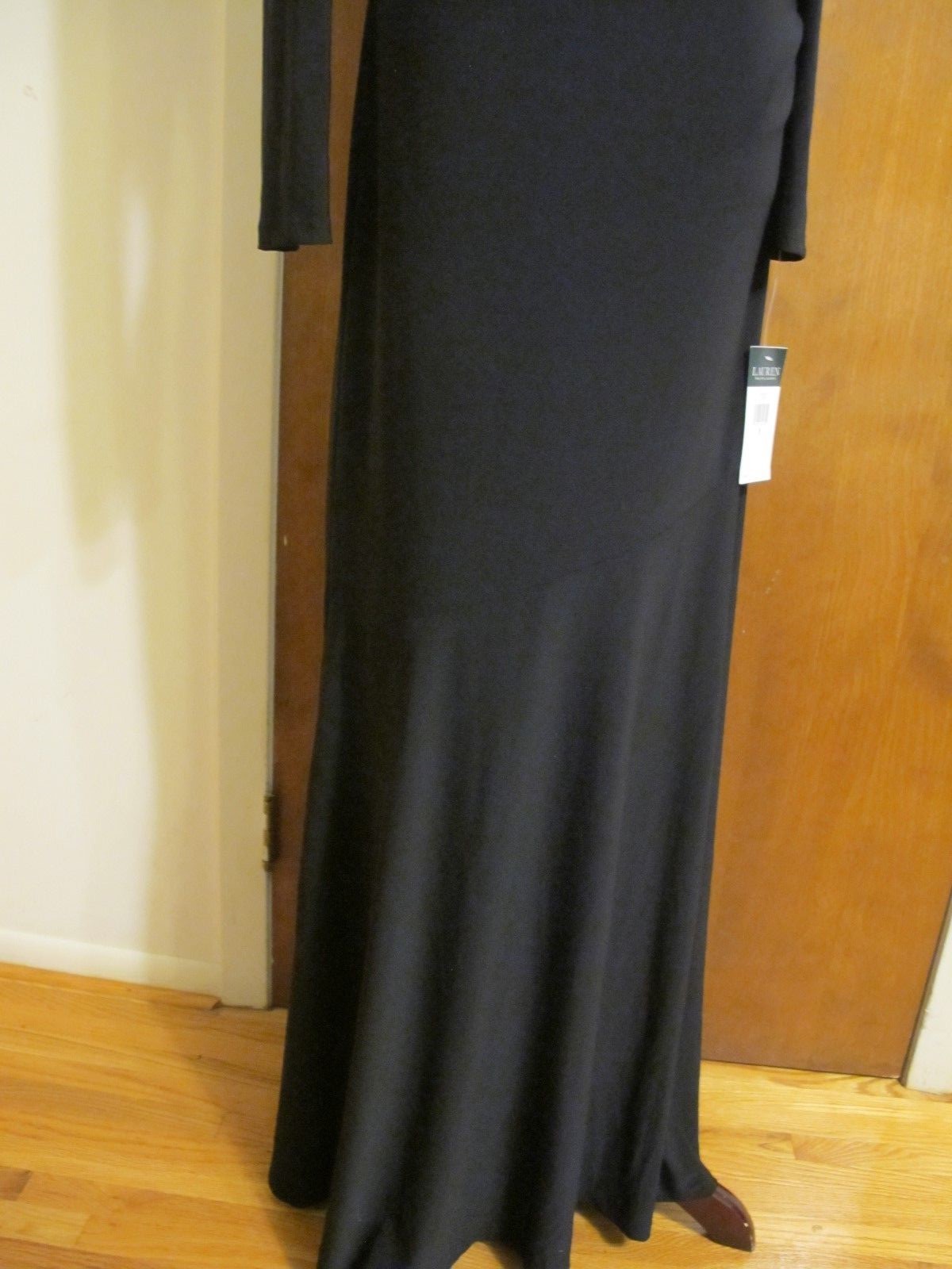 Lauren Ralph Lauren Women’s Black Lined Evening Maxi Cutout A-line Dress New