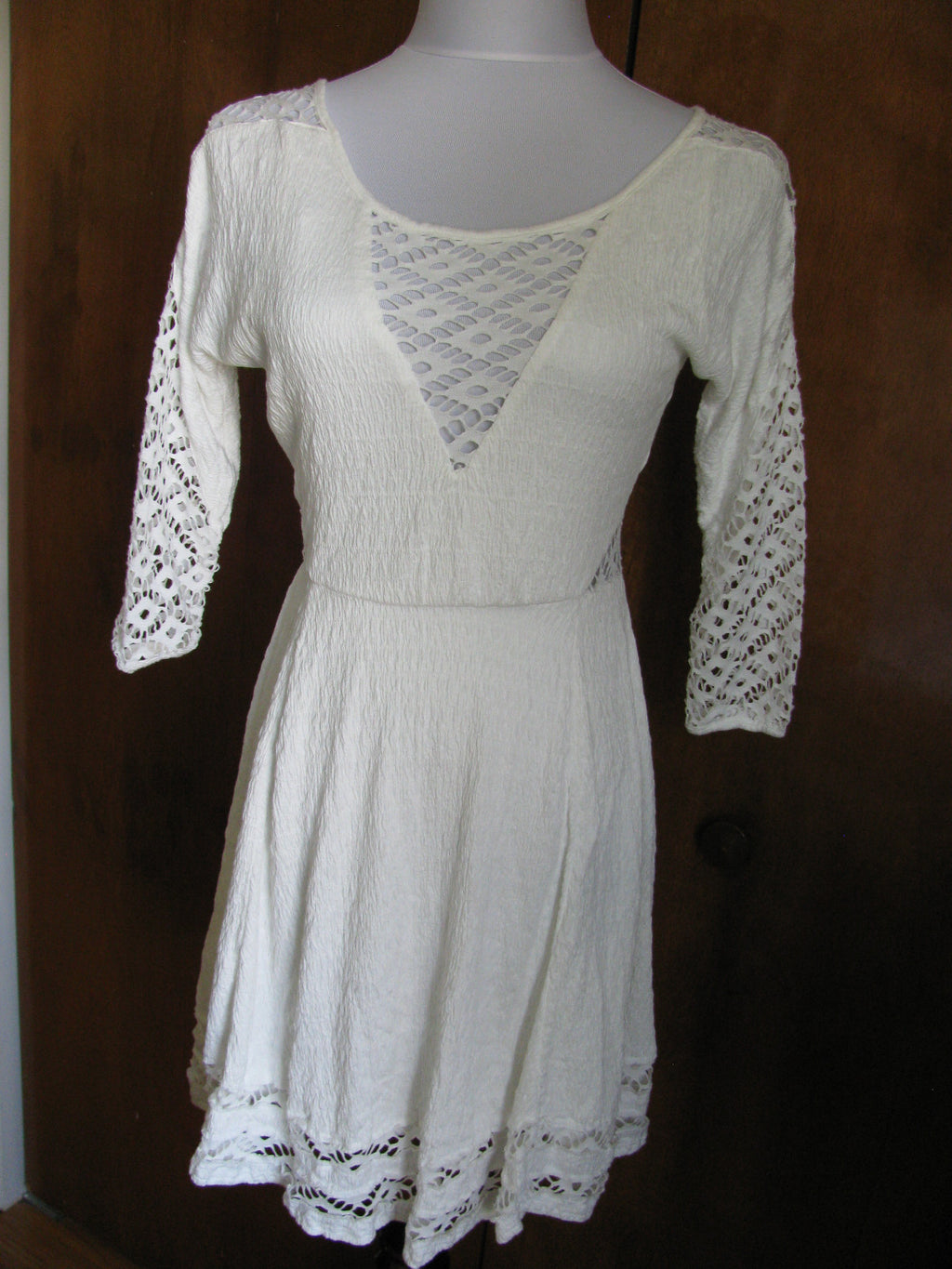 Free People womens snow lined crocheted soft rayon flare dress New