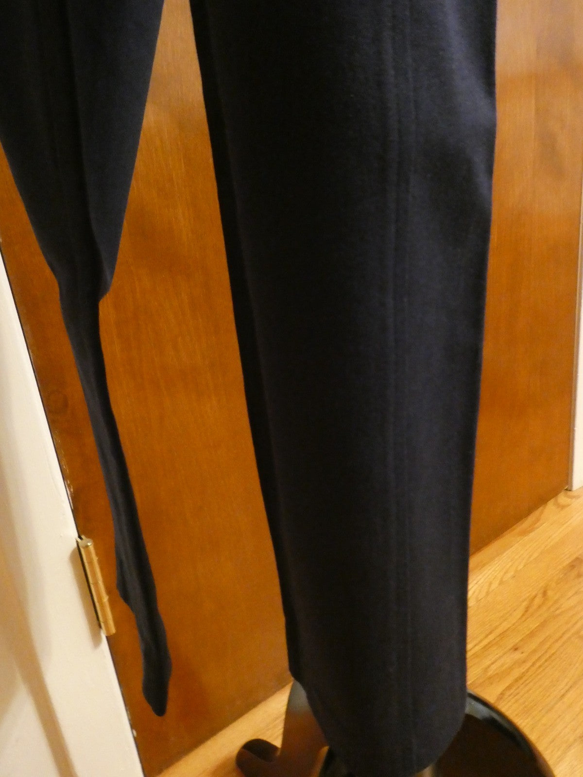 Ralph Lauren Women Navy-Blue Pants Size 14 Stretch Zip Pocket Slim Ankle Career