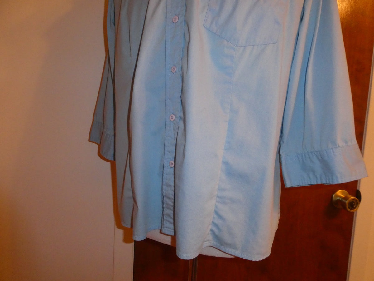 Avenue Women’s Top Size 18/20 Blue Button Front 3/4 Sleeve Stretch Plus