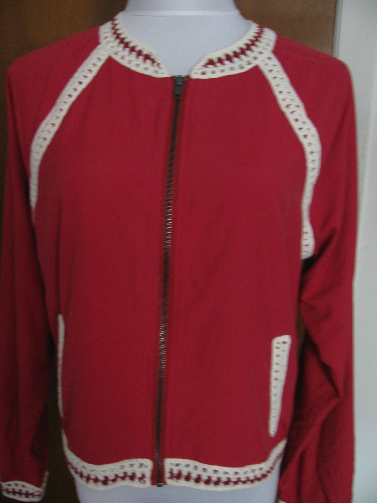 Free People Women’s Ruby Crocheted Trim Sporty Lightweight Jacket Size Large NWT