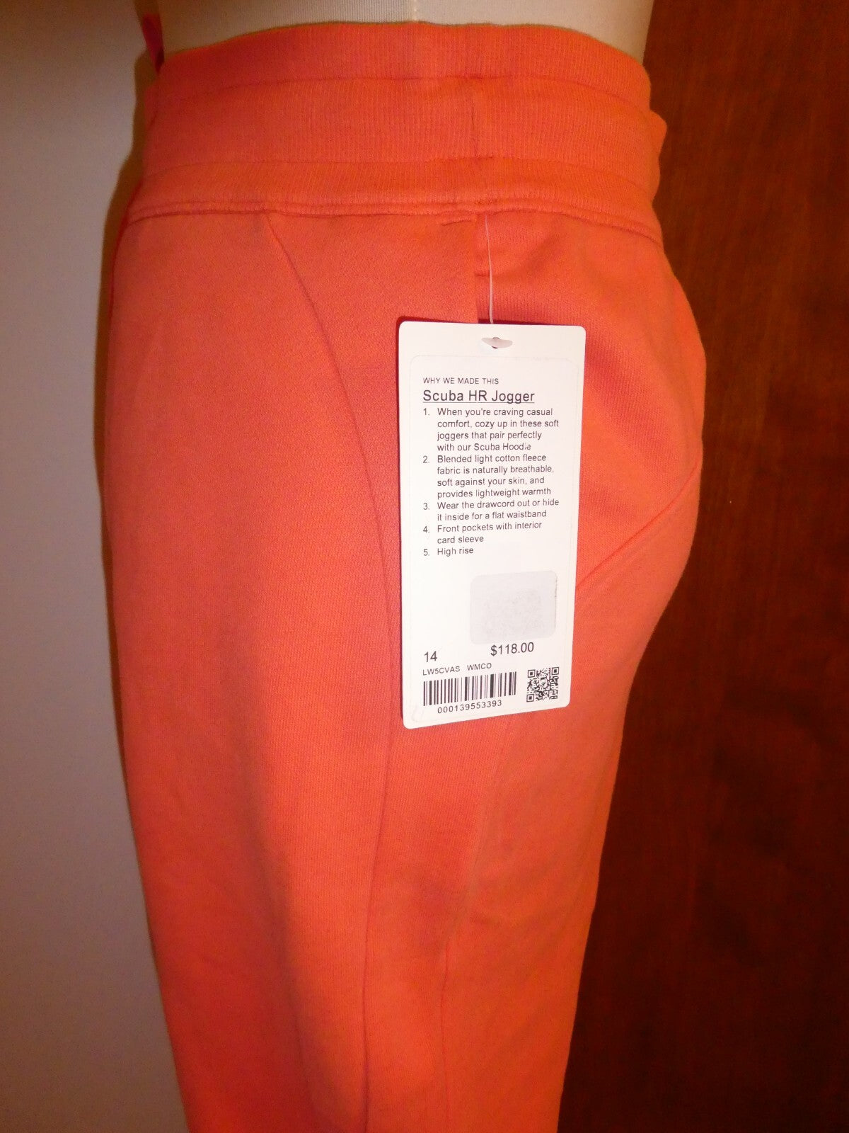 Lululemon Women’s Orange Scuba HR Jogger Size 14