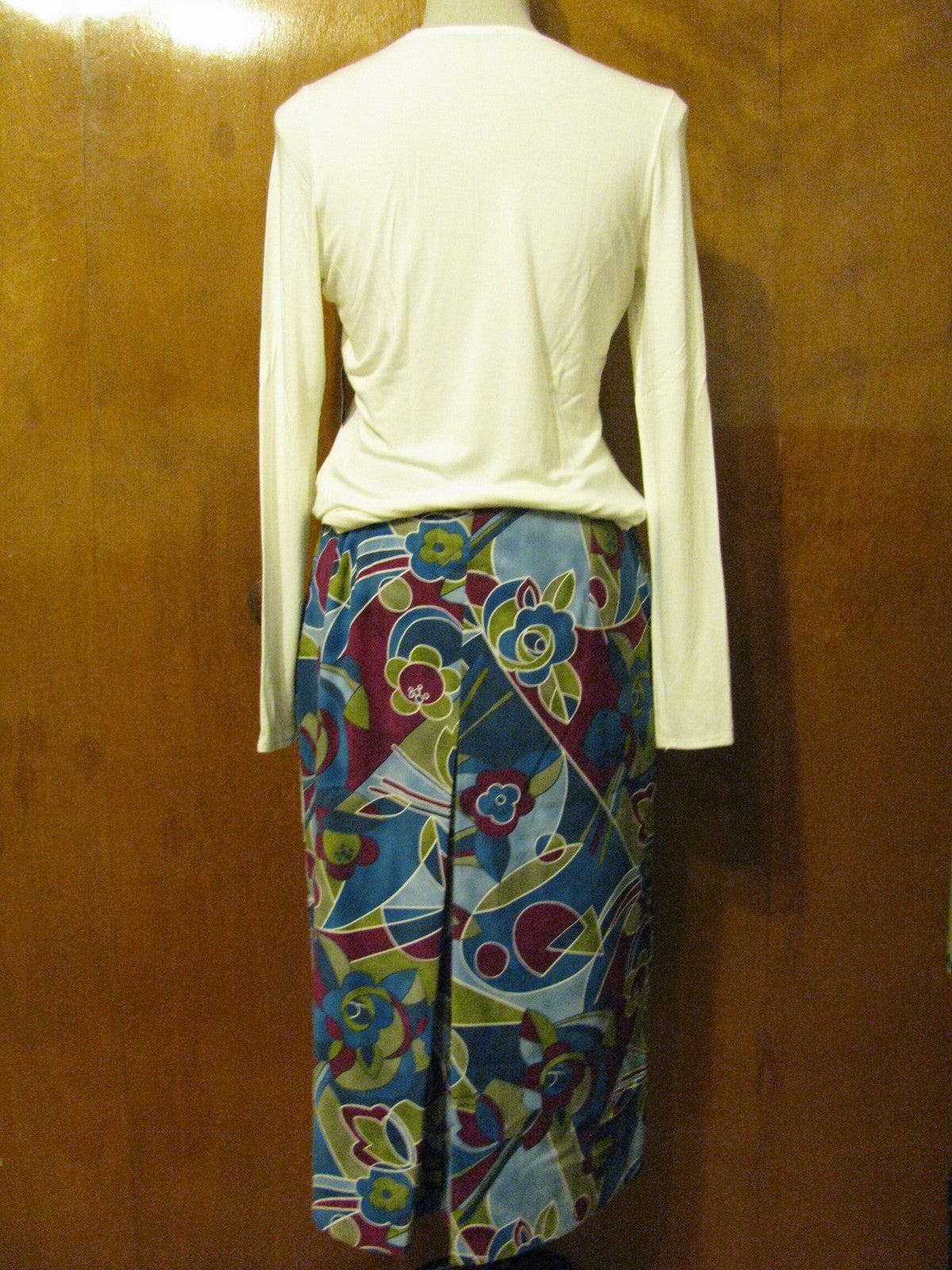 Harve Benard women's multicolored pocketed detailed front&back slits skirt sz 8