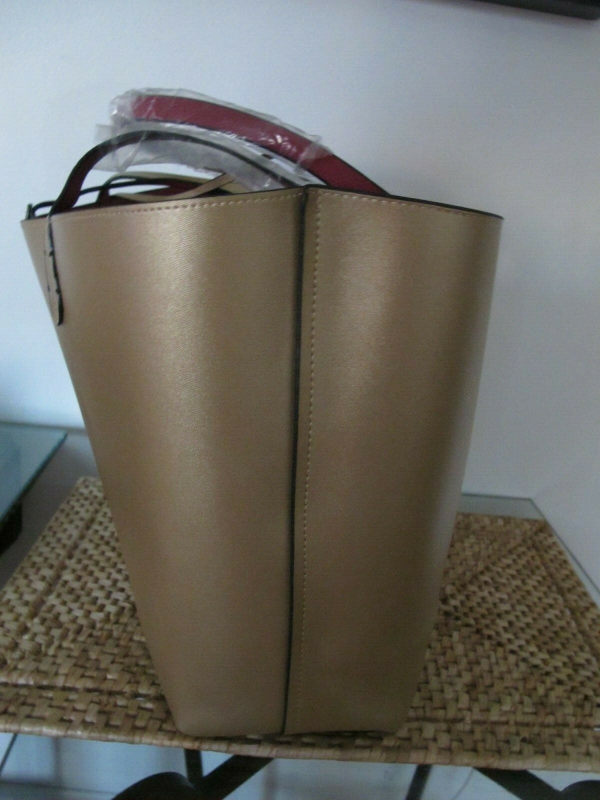 Tote Shoulder Large Reversible Handbag Purse Pink/Gold