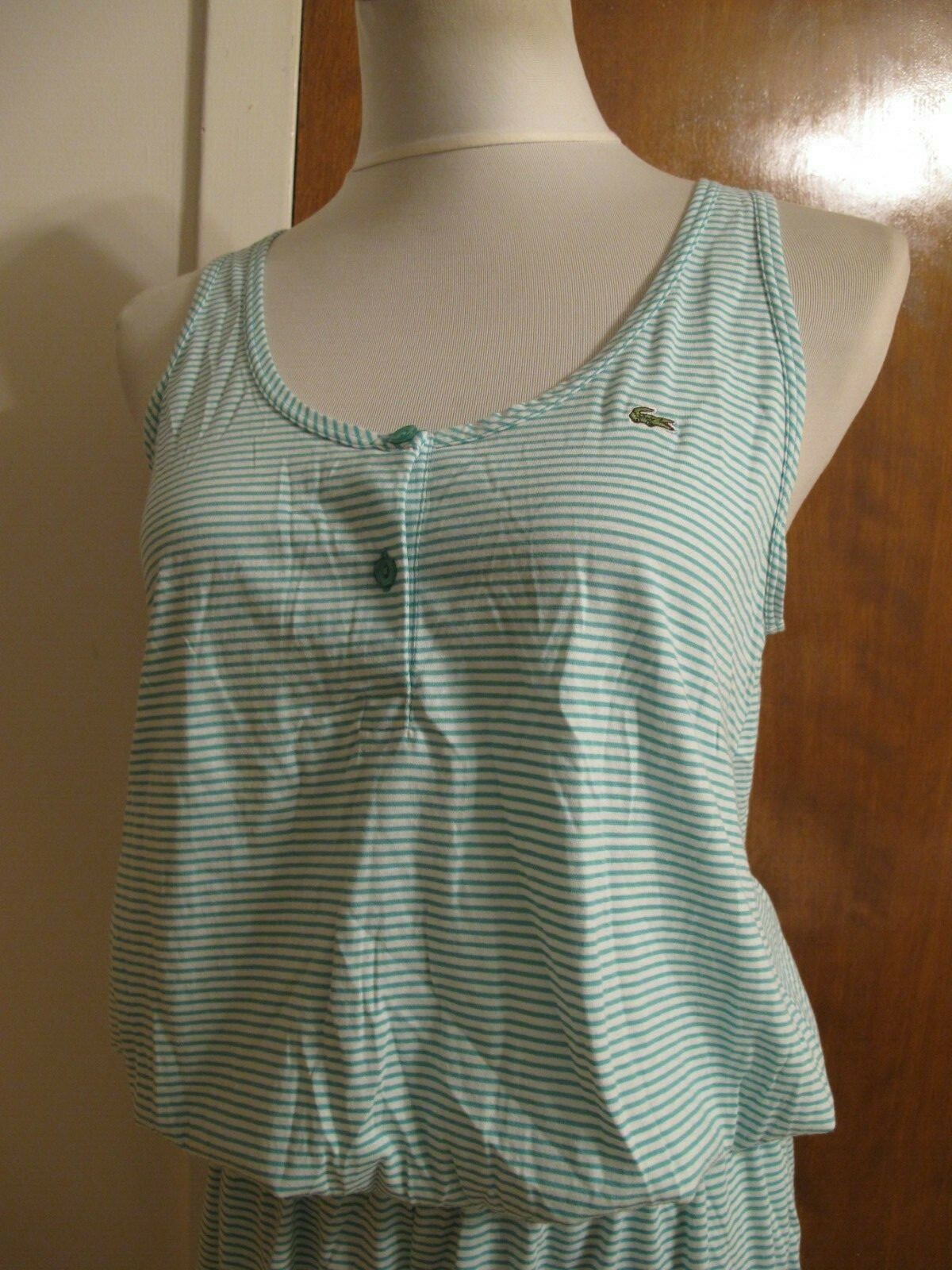 Lacoste women's green cotton pima stripe very soft summer dress Size 6