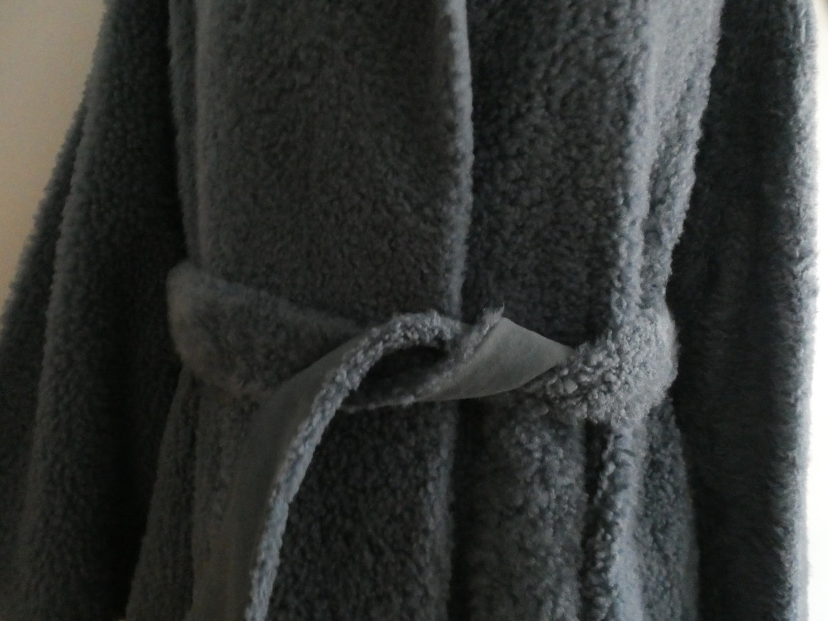 Theory Robe Coat Metal Blue Shearling Lamb Fur Teddy Coat M $2895 Made In Turkey