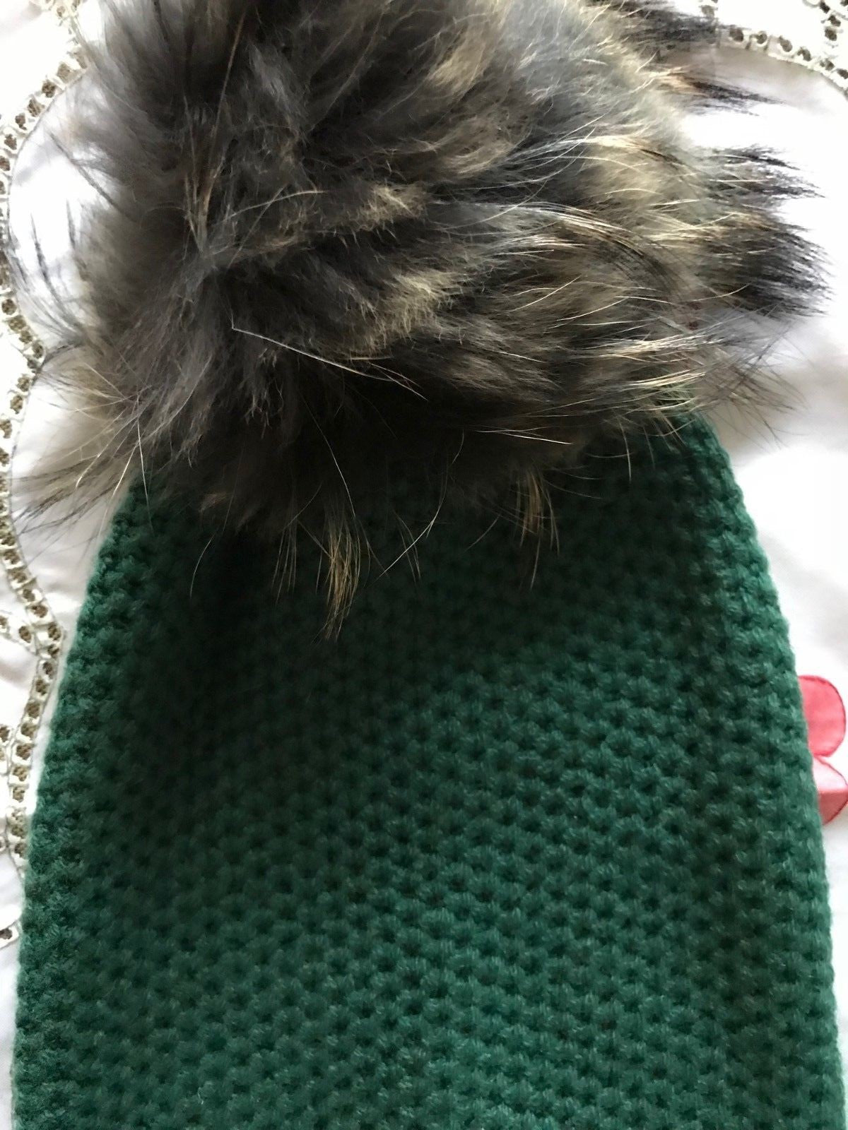 Bloomingdale Raffaello Bettini Green Cashmere Women Real Fox Fur Dyed Pom Hat