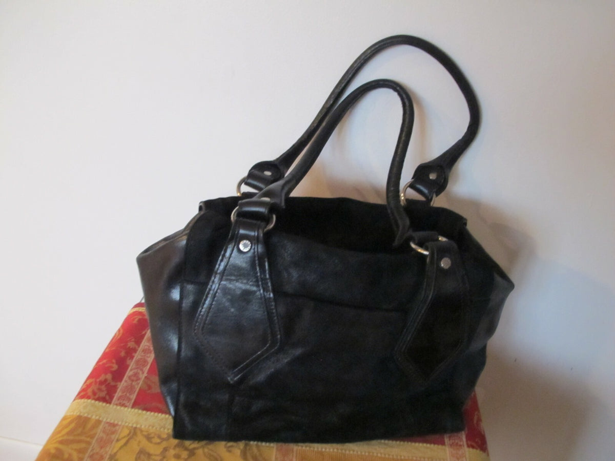 Extra Large Women's Black Cowl Leather Purse Shoulder Bag From Argentina