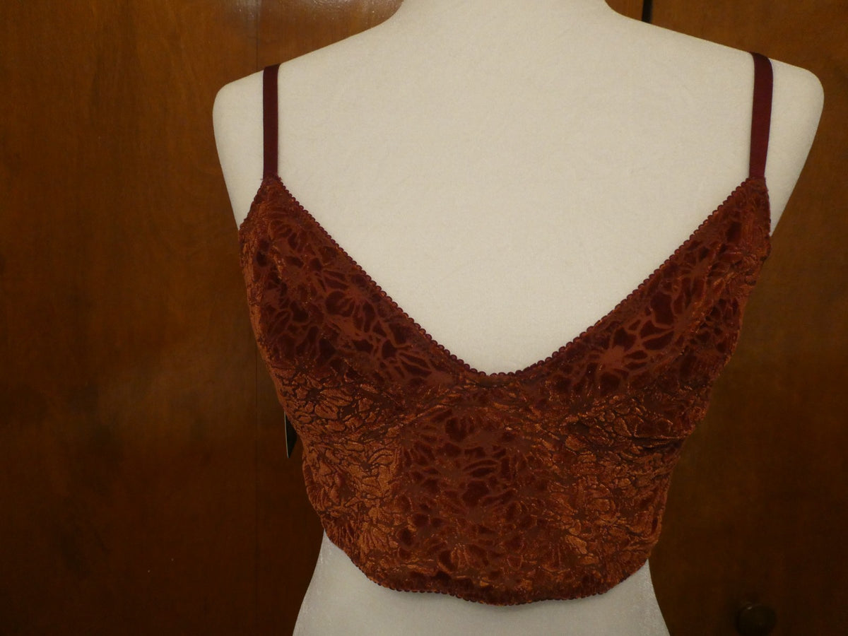 Free People Women Bralette Trust Floral Velour Adjustable Straps Bra Size Large
