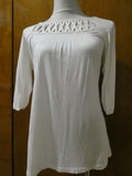 Vertigo Paris women's 3/4 sleeves ivory viscose detailed tunic top size medium